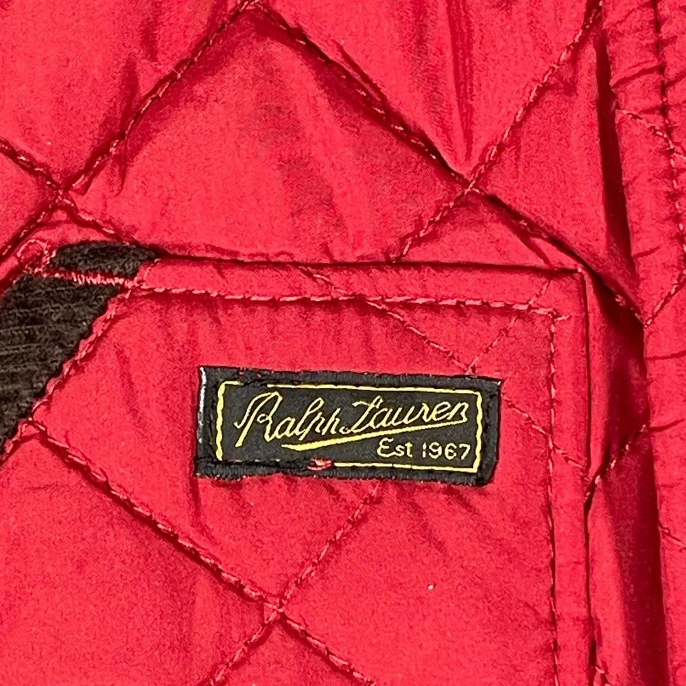 Ralph Lauren Quilted Barn Jacket Red Corduroy Collar Baby Toddler 6M